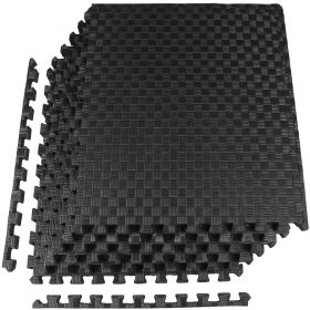 Jigsaw Sports Mat With EVA Foam Interlocking Tiles For Gymnastics And Home Gym Floor Protection, Various Sizes And Colours (Option: Black 1inch 6Pieces)