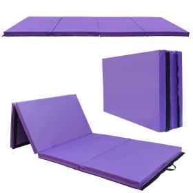 Folding Aerobics Mat, Extra Thick High Density Tear Resistant Gymnastics Gym Folding Aerobics Mat. (Color: Purple)