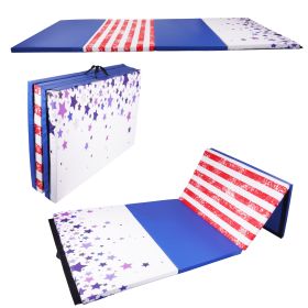 Folding Aerobics Mat, Extra Thick High Density Gymnastics Mat, Tear Resistant Aerobics Mat. (Option: Star Stripe)