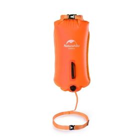 Naturehike Inflatable Swimming Buoy Waterproof 28L Storage Dry Bag Adjustable Belt Flotation Bag Dual Airbag Swim Drifting Float (Color: orange)