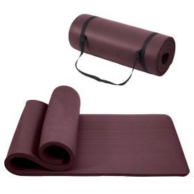 Yoga Mat, One Inch Thickened High-density Practice Mat, Tear-resistant Practice Yoga Mat With Straps, Suitable For All Kinds Of Yoga Practice (Option: Deep Wine)