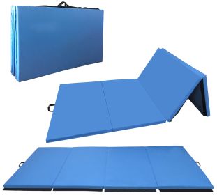 Folding Aerobics Mat, Extra Thick High-density Gymnastics Mat, Tear-resistant Aerobics Mat For Mixed Martial Arts, Stretching, Gymnastics (Color: Blue)