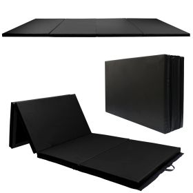 Folding Aerobics Mat, Extra Thick High Density Tear Resistant Gymnastics Gym Folding Aerobics Mat. (Color: black)