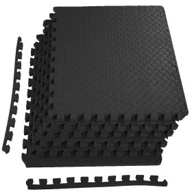 Jigsaw Sports Mat With EVA Foam Interlocking Tiles For Gymnastics And Home Gym Floor Protection, Various Sizes And Colours (Option: Black Threequartersinc 6Pieces)