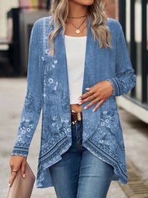 Shawl Small Suit Cardigan Outer Wear Ethnic Style (Option: Blue-XXL)
