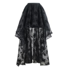 Korean-style Embroidered Floor-length Bridal Wedding Dress Long Sleeve Lace Slim-fit Slimming Irregular Half-length (Option: Black-L)